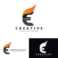 vetor do logotipo da letra e com gradiente de cor, conceito de ícone