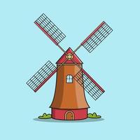 ilustração do moinho de vento holandesa vetor