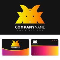 design de ilustração de logotipo laranja luxuoso e elegante com design de cartão de visita para sua empresa vetor
