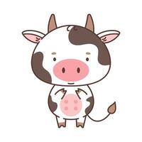 fofa vaca dentro kawaii estilo. fofa animais dentro kawaii estilo. desenhos para crianças. isolado vetor ilustração