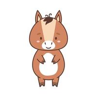 fofa cavalo dentro kawaii estilo. fofa animais dentro kawaii estilo. desenhos para crianças. isolado vetor ilustração