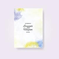 cartão de convite de casamento em aquarela. aquarela de cartão de casamento lindo com esguicho. vetor