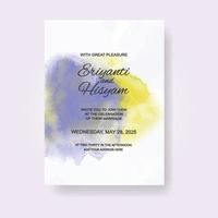 cartão de convite de casamento em aquarela. aquarela de cartão de casamento lindo com esguicho. vetor