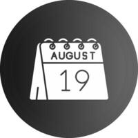 19 do agosto sólido Preto ícone vetor
