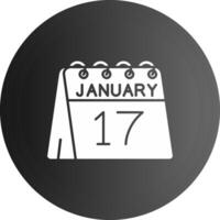 Dia 17 do janeiro sólido Preto ícone vetor
