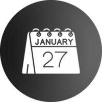 Dia 27 do janeiro sólido Preto ícone vetor