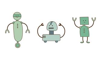 conjunto do desenho animado robôs vetor ilustração