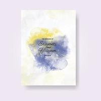 cartão de convite de casamento em aquarela. aquarela de cartão de casamento lindo com esguicho. vetor