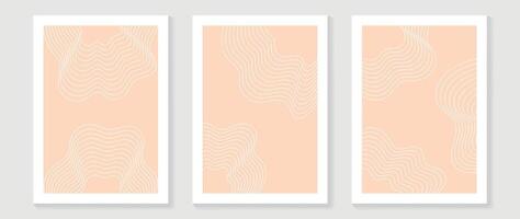 abstrato linha arte fundo vetor. minimalista moderno contorno desenhando com ondulado, curva em bege cor. contemporâneo arte Projeto ilustração para papel de parede, parede decoração, cartão, poster, cobrir, imprimir. vetor