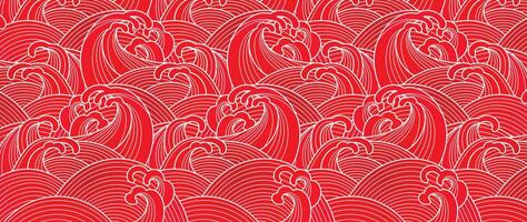 feliz chinês Novo ano pano de fundo vetor. papel de parede Projeto com chinês mar onda em vermelho fundo. moderno luxo oriental ilustração para cobrir, bandeira, local na rede Internet, decoração, fronteira, quadro. vetor