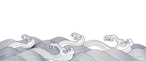 japonês mar onda fundo vetor. papel de parede Projeto com azul e branco oceano onda padronizar pano de fundo. moderno luxo oriental ilustração para cobrir, bandeira, local na rede Internet, decoração, fronteira. vetor