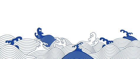 japonês mar onda fundo vetor. papel de parede Projeto com azul e branco oceano onda padronizar pano de fundo. moderno luxo oriental ilustração para cobrir, bandeira, local na rede Internet, decoração, fronteira. vetor