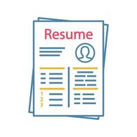 retomar o ícone de cor. cv. curriculum vitae. informações pessoais. ilustração vetorial isolada vetor