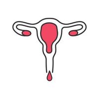 ícone de cor da menstruação. sangramento menstrual. corrimento vaginal. distúrbio de saúde feminino. ilustração vetorial isolada vetor