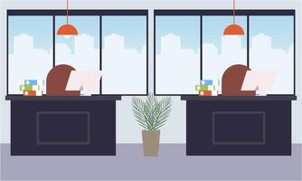 moderno coworking área escritório interior ilustração vetor