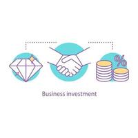 ícone do conceito de investimento empresarial. ilustração de linha fina de ideia de parceria. negócio. acordo. desenho de contorno isolado de vetor