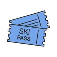 ícone de cor do passe de esqui. bilhetes de elevador. ilustração vetorial isolada vetor
