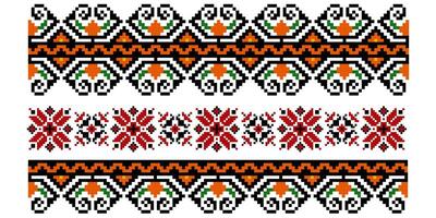 conjunto do editável colorida desatado étnico ucraniano tradicional Cruz ponto padrões para bordado ponto. floral e geométrico enfeites. vetor ilustração
