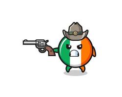 o cowboy da bandeira da Irlanda atirando com uma arma vetor