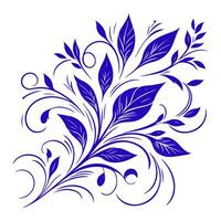ai gerado mão desenhar do lindo floral enfeite azul folhas. contorno flor folha vetor