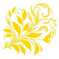 ai gerado mão desenhar do lindo floral enfeite ouro folhas. contorno flor folha. floral Projeto elemento vetor