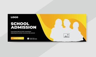 de volta ao modelo de banner de postagem de mídia social de promoção de admissão escolar vetor