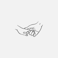 desenhando do segurando mãos isolado em branco fundo. símbolo do amor, namorando, fechar relação, intimidade e romance. mão desenhado Preto e branco vetor ilustração.
