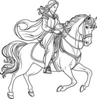 menina equitação uma cavalo esboço ilustração vetor