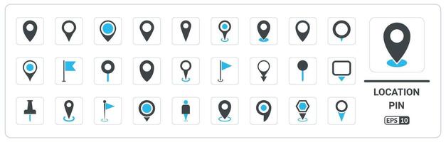 localização e mapa PIN cor plano ícone coleção vetor