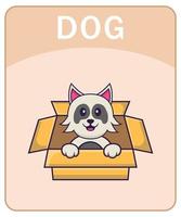 alfabeto flashcard com personagem de desenho animado de cachorro fofo. vetor