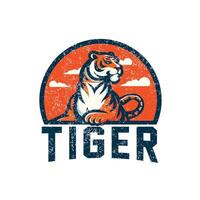 vintage tigre logotipo Projeto com grunge textura vetor