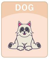 alfabeto flashcard com personagem de desenho animado de cachorro fofo. vetor