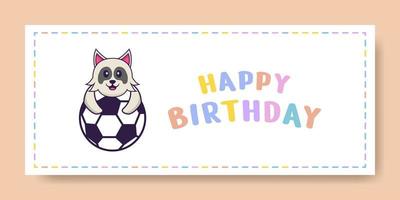 banner de feliz aniversário com personagem de desenho animado de cachorro bonito. ilustração vetorial vetor