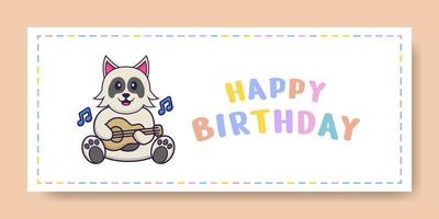 banner de feliz aniversário com personagem de desenho animado de cachorro bonito. ilustração vetorial vetor