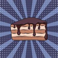 bolo de chocolate pop art em ilustração vetorial de fundo lilás vetor