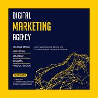 digital marketing agência amarelo e azul criativo modelo vetor