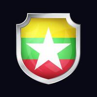 myanmar prata escudo bandeira ícone vetor