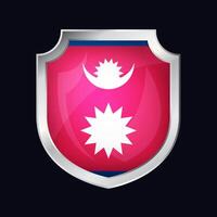 Nepal prata escudo bandeira ícone vetor
