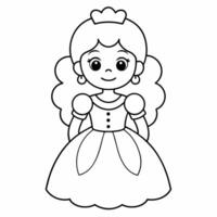 Princesa Preto e branco vetor ilustração para coloração livro