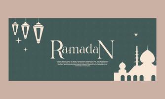 Ramadã kareem bandeira. islâmico tema fundo. desejos poster modelo vetor