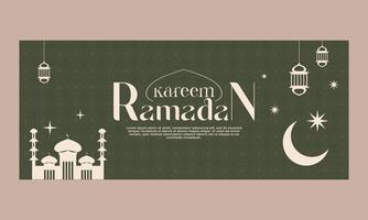 Ramadã kareem bandeira. islâmico tema fundo. desejos poster modelo vetor