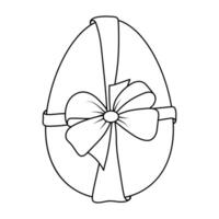 a Páscoa ovo amarrado com uma fita. contornado Páscoa desenho.colorir ovos vetor