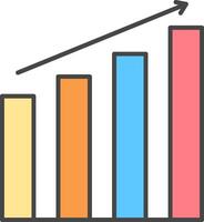 Barra gráfico linha preenchidas luz ícone vetor