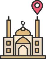 mesquita localização linha preenchidas luz ícone vetor