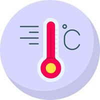 temperatura glifo plano bolha ícone vetor