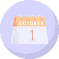 1º do Outubro glifo plano bolha ícone vetor