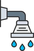 chuveiro linha preenchidas luz ícone vetor