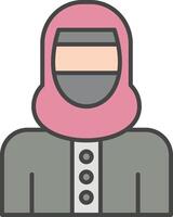 mulher com Niqab linha preenchidas luz ícone vetor