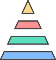 pirâmide linha preenchidas luz ícone vetor