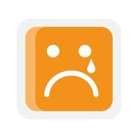 ícone quadrado de emoji laranja de rosto chorando vetor